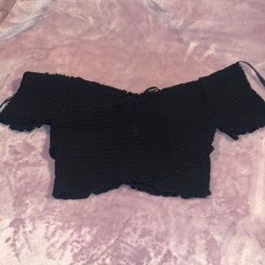Black off the shoulder crop top